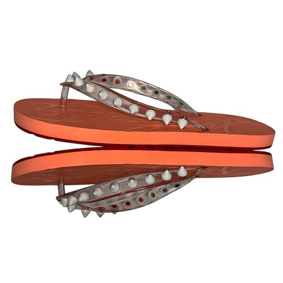 Christian Louboutin Loubi Flip Flop Spikes Donna Flat Thong Sandals EU 37 US 7 - Picture 6 of 9